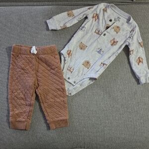 Carter's Gray and Brown Animal Print Matching Set